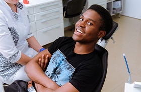 Patient in dental chair