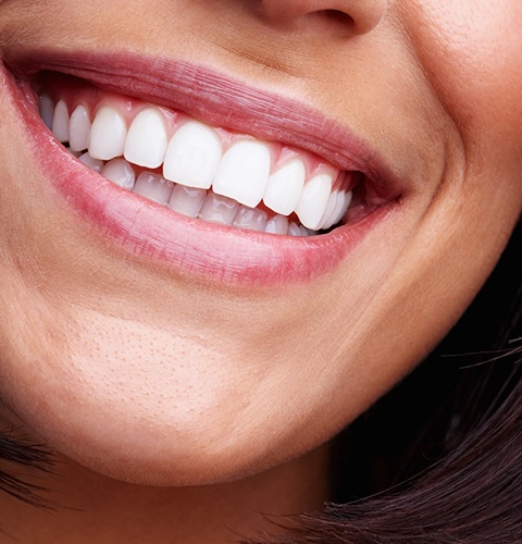 Close up of smile with bright straight teeth
